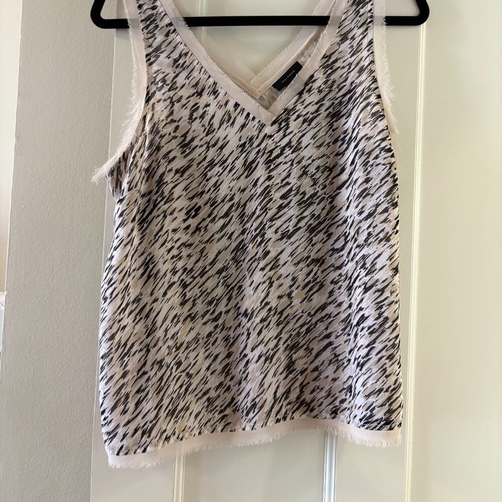 Halogen Animal Print Camisole with Furry Trim – Size Medium
